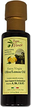 Papa Vince Infused Olive Oil - Lemon | NO ARTIFICIAL FLAVORS | NO ADDITIVE | NO PESTICIDES | UNREFINED | Dec 2017 Family Harvest from Sicily, Italy | Rich inÂ Vitamins A, B6, E & K1 | 3 fl oz