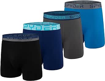 Spyder Mens Boxer Briefs 4 Pack Poly Spandex Performance Boxer Briefs Underwear