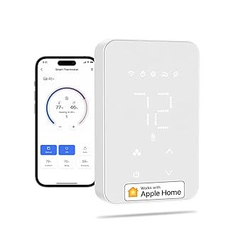 Meross Smart Thermostat for Electric Baseboard and in-Wall Heaters Work with Apple Home, Siri, Alexa, Google Home and SmartTings for Underfloor Heating with Voice& Remote Control, Power Monitor