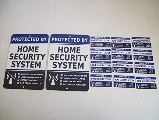 2 Home Security Alarm System Yard Signs & 12 Window Stickers - Stock # 713