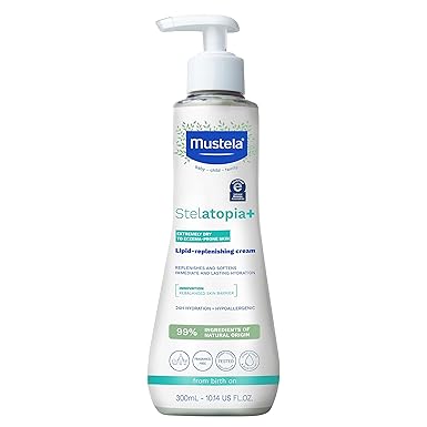 Mustela Stelatopia  - Lipid-Replenishing Cream - Moisturizer for Eczema-Prone Skin - With Natural Sunflower Oil and Prebiotic - For Babies, Kids & Adults - Fragrance Free - Various Sizes