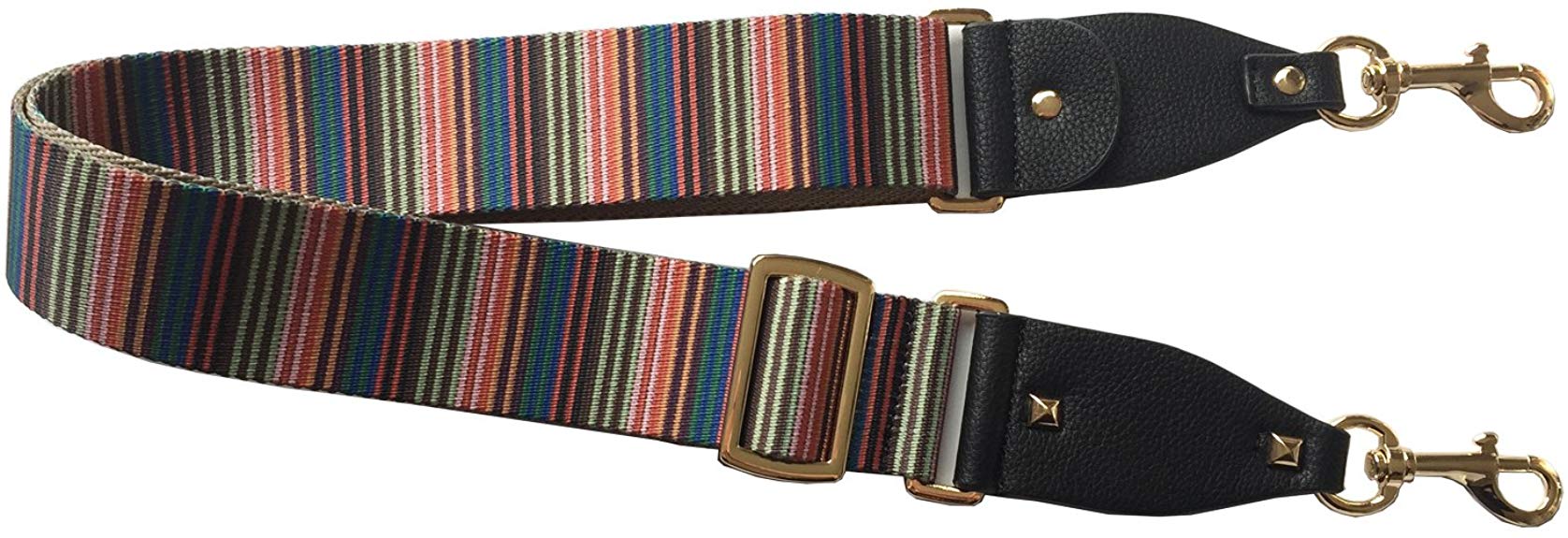 Lam Gallery 2" Wide Purse Strap Replacement Guitar Style Multicolor Canvas 35"- 52" Crossbody Strap for Handbags