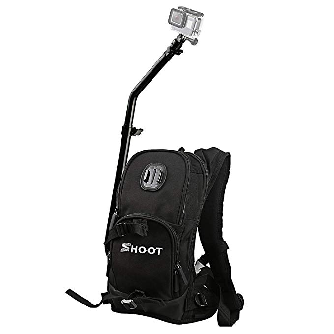 SHOOT Selfie Pro Backpack Bag for Osmo Action Camera GoPro Hero 7 Black Silver White/6/5/4/5 Session/Fusion for Motocycle Bicycle Skiing Cycling Biking Quick Assembly Guide Sports Case Accessories