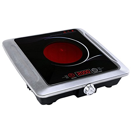 Techwood ES-3105 Crystallite Glass Infrared Cooktop, Touch Screen with LED Display Window
