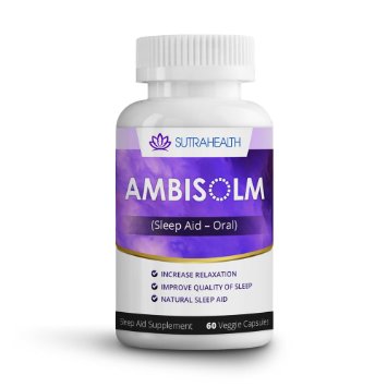 Ambisolm Sleep Aid - Fall Asleep Fast OTC - 100 All Natural - Non Habit Forming - 30 Day Supply 60 Capsules