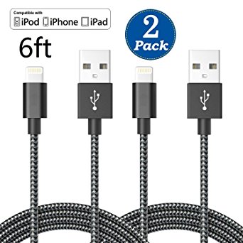 iPhone Cable,2Pack 10FT Nylon Braided Charging Cable Cord 8-Pin Lightning to USB Cable Charger Compatible with iPhone 7/7 Plus, 6s plus/6s/6 plus/6, se/5s/5c/5, iPad Air/Pro/Mini