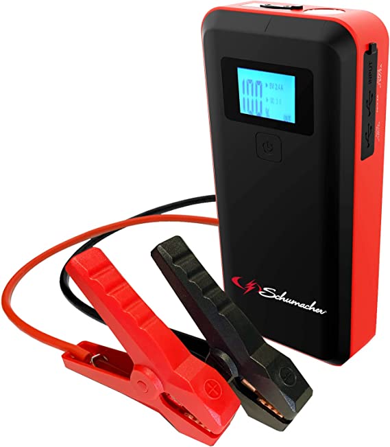 Schumacher SL1639 Lithium Portable Power Pack and 1000A 12V Jump Starter, for 8.0L Gas | 6.0L Diesel Engines – Jump Start Car, Motorcycle, Truck, and Boat – USB Charging for Apple, and Android