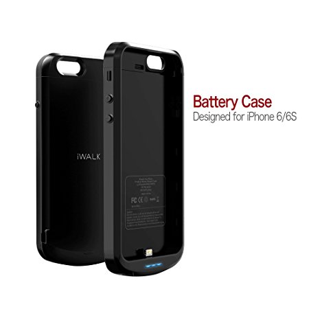 iWALK Chameleon 2400mAh Battery Case for IPhone 6s, Battery Case for IPhone 6, Charging case for iPhone 6S, Charging case for iPhone 6, Rechargeable case for iPhone, Black