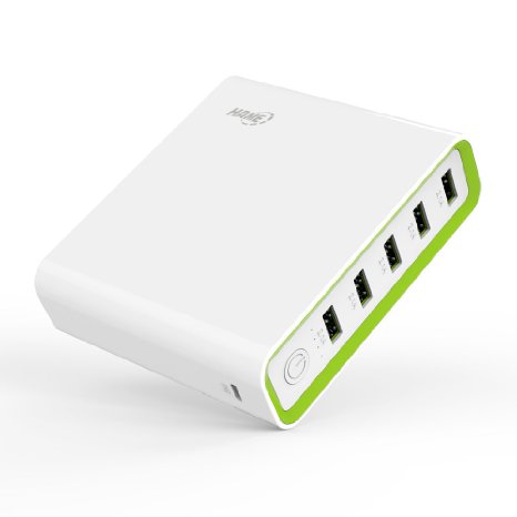 HAME 20000 mAh 5 USB Ports Portable Power Bank External Battery Charging Station for Smartphones and Tablets White
