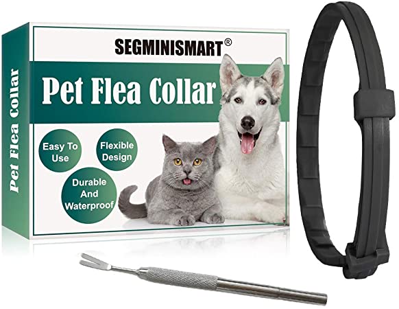 SEGMINISMART Flea and Tick Collars for Dogs Cats,Pet Flea Tick Treatment 8 Month Protection,Waterproof Natural Safe Adjustable Size