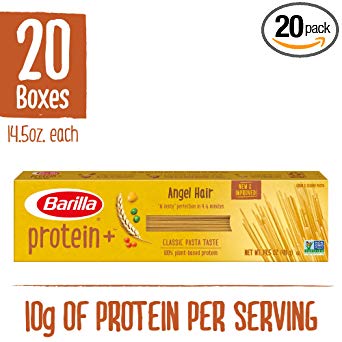 BARILLA Protein  (Plus) Angel Hair | Protein from Lentils, Chickpeas & Peas | Good Source of Plant-Based Protein | Protein Pasta | Non-GMO | Kosher Certified | 14.5 Ounce (Pack of 20)
