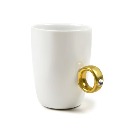 Fred & Friends 2-CARAT CUP Solitaire Ring Mug, Gold