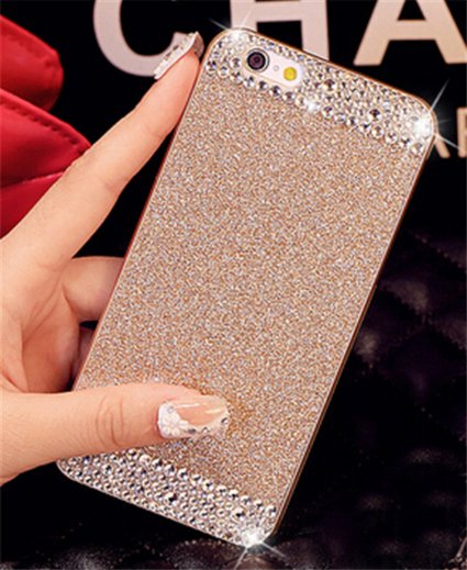 iAnkoreg Bling Rhinestone Diamond Crystal Glitter Bling Hard Case Cover Shell Phone Case for iPhone 6 and iPhone 6s1230447 Inch12305Gold Soft Case