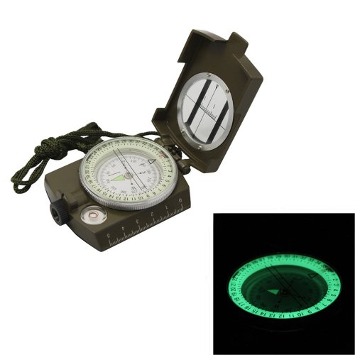 Neon Metal Waterproof Professional Pocket Military Army Geology Compass Navigator with Foldable Metal Lid for Outdoor Activities Hiking Camping Climbing Biking