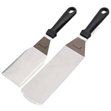 Professional Stainless Steel Spatula Set - Pancake Flipper or Hamburger Turner and Griddle Scraper – metal utensil great for BBQ or Grill or Flat Top – Commercial Grade