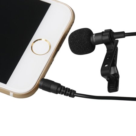 CalMyotis Lavalier Lapel Microphone Clip-on Omnidirectional Condenser Mic Professional Design for Apple Products iPhone iPad iPod Touch Macbook For Recording Video and Audio