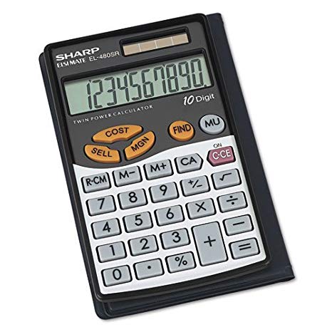 Sharp Calculators EL-480SRB 10-Digit Twin Powered Basic Handheld Calculator