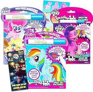 My Little Pony Imagine Ink Coloring Super Set ~ Bundle with 3 MLP Imagine Ink Mess-Free Coloring Books for Kids with Stickers (My Little Pony Party Favors and Activities)