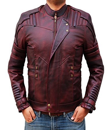 fjackets Men's Chris Red Galaxy and Capt Civil Leather Jacket