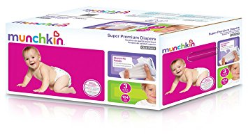 Munchkin Super Premium Diapers, Size 3/Medium Ultra (16-28 Pounds), 104 Count