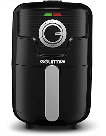 Gourmia GAF355 Compact Hot Air Fryer - Adjustable 30 Minute Timer and 400 Degree Temperature Dials - Removable Basket - No Oil Fat Free Healthy Frying - 2 Qt Capacity- 1000W- Black