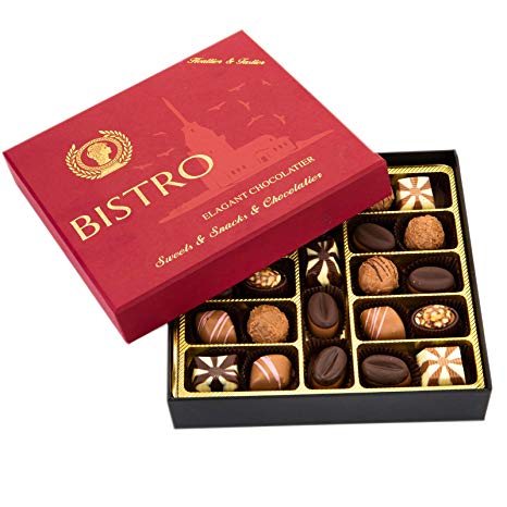 Bistro Chocolate Boxed Luxury Selection, Premium Assorted Gift Box, Gourmet Truffles,Natural and Healthy