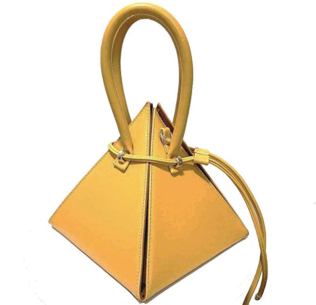Fashion 'Pyramid' Luxury Handbag, Cross-body Shoulder Bag, Soft PU Yellow Leather Designer Handbag for Women/Girls
