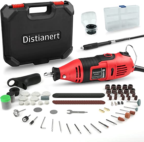 Distianert Rotary Tool Kit 135W, Rotary Multi Tool Kit with 160 Accessories, Variable Speed 10000-32000rpm, Multifunctional Mini Hand Drill with Flex Shaft for Craft Projects, DIY Creations, Cutting