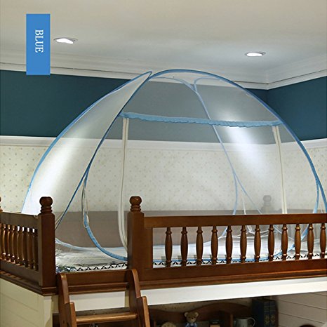 KAIL Blue Portable Folding Pop Up Mosquito Net Bed Canopy Curtains Travel Camping Tent 1/2 Openings (100cm190cm)