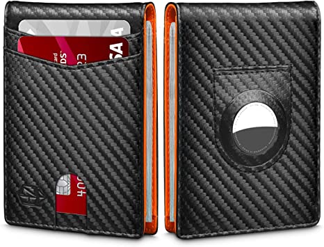 Zitahli Slim Airtag Wallet with Money Clip 12 Slots Larger Capacity RFID Mens Wallet for Air Tag Front Pocket Wallet Bifold Credit Card Holder for Men with Gift Box and ID Window