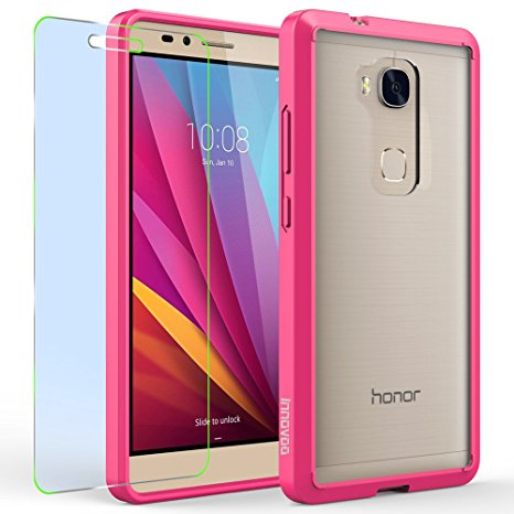 Huawei Honor 5X / X5 / Huawei GR5 Case, INNOVAA Luminous Crystal Clear Series Bumper Case W/ Free Screen Protector & Touch Screen Stylus Pen - Hot Pink