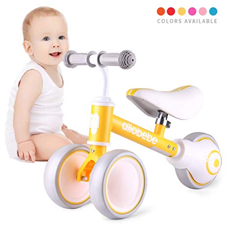allobebe Baby Balance Bike, Cute Toddler Bikes 12-36 Months Gifts for 1 Year Old Girl Bike to Train Baby from Standing to Running with Adjustable Seat Silent & Soft 3 Wheels