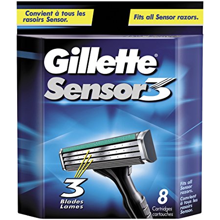 Gillette Sensor3 Men's Razor Blade Refills, 8 Count, Mens Razors / Blades