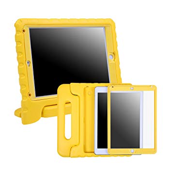 HDE Case for iPad 9.7-inch 2018 / 2017 Kids Shockproof Bumper Hard Cover Handle Stand with Built in Screen Protector for New Apple Education iPad 9.7 Inch (6th Gen) / 5th Generation iPad 9.7 - Yellow