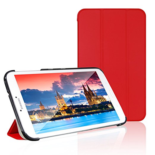 Tab 3 8.0 Case, JETech Gold Slim-Fit Smart Case Cover for Samsung Galaxy Tab 3 8.0 (8 Inch) Tablet PC with Auto Sleep/Wake Feature (Red) - 0622