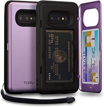 TORU CX PRO Galaxy S10e Wallet Case Purple with Hidden Credit Card Holder ID Slot Hard Cover, Strap & Mirror for Samsung Galaxy S10e (2019) - Lavender