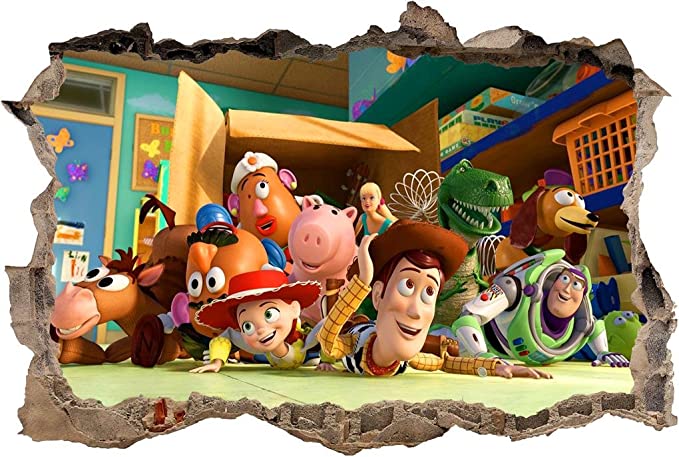Toy Story Buzz Lightyear Woody 3D Smashed Wall Sticker Decal Art Mural J743, Giant