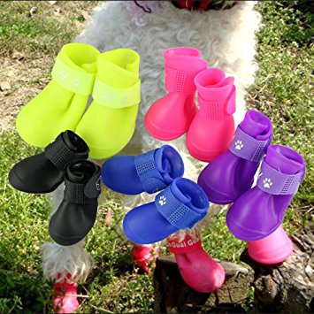 Pesp® Cute Little Pet Dog Puppy Rain Snow Boots Shoes Booties Candy Colors Rubber Waterproof Anti-slip