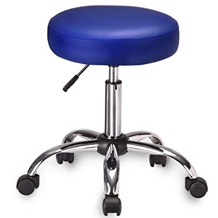 Amolife Multi-Purpose Hydraulic Adjustable Round Chair Drafting Rolling Swivel Stool with Wheels and Soft Padding for Home Office Beauty Barber Salon Medical Tattoo Vanity Massage Facial Spa in Blue