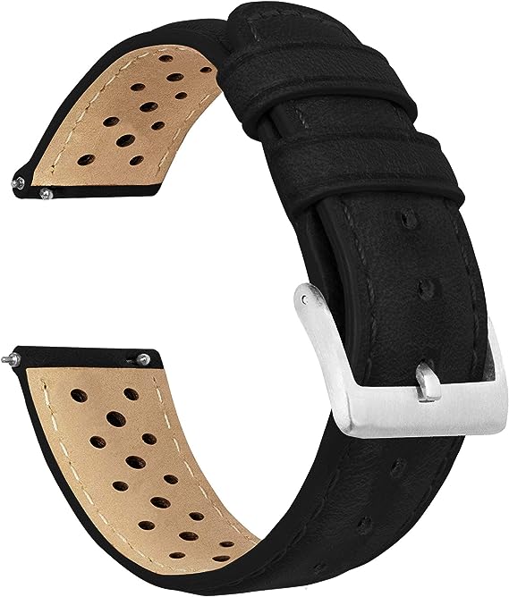 Barton Racing Horween Leather Straps with Integrated Quick Release Spring Bars - Standard Length fits Wrists 5" to 8"-18mm, 19mm, 20mm, 21mm, 22mm, 23mm & 24mm Watch Bands - Choose Strap Color & Width