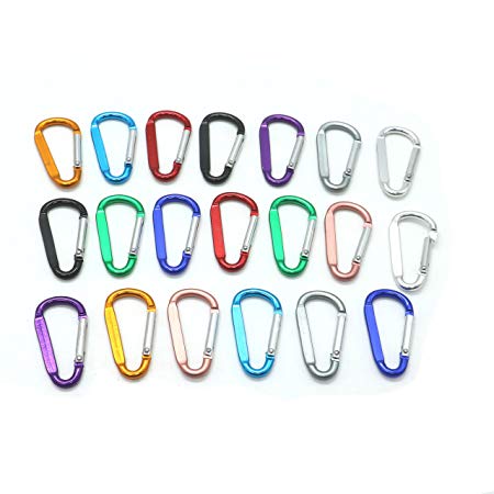 20PCS Aluminum D-Ring Carabiner Clip Packs For Keychains, RV, Fishing, Traveling, Home Organization, Assorted Color