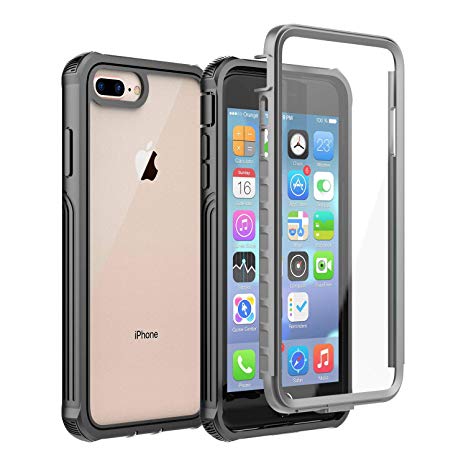 iPhone 8 Plus / 7 Plus / 6 Plus Case, IFCASE Clear Full Body Heavy Duty Protection with Built-in Screen Protector Shockproof Rugged Cover Designed for iPhone 6/6S/7/8 Plus (5.5 inch) Black