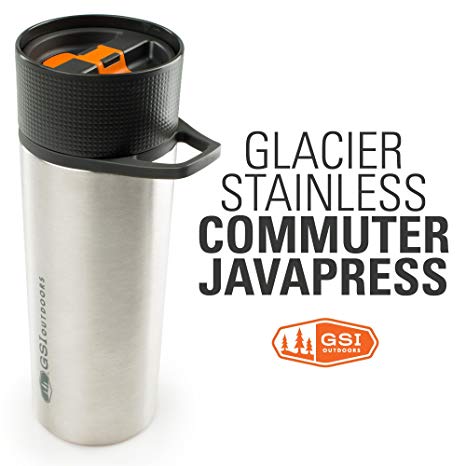GSI Outdoors - Glacier Stainless Commuter JavaPress, French Press Coffee Mug, Superior Backcountry Cookware Since 1985