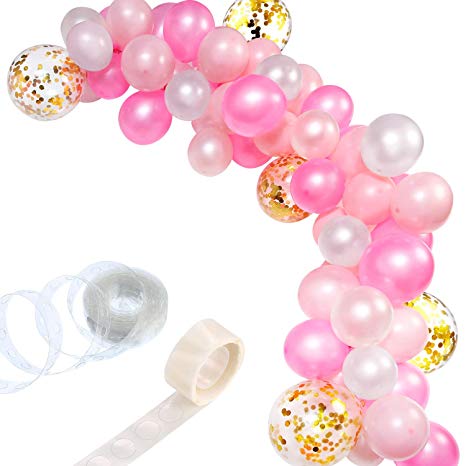 Tatuo 112 Pieces Balloon Garland Kit Balloon Arch Garland for Wedding Birthday Party Decorations (White Pink Gold)