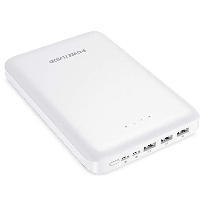 Poweradd 26800mAh 3-Port USB Output (4.5A output) Portable Charger External Battery Pack Power Bank iPhone, iPad Samsung most other Phones Tablets- White