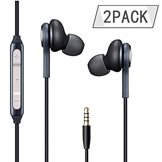 Earphones/Earbuds/Headphones 2Pack Black Compatible with iPhone / Galaxy S10/S10 /S10e S9/S9  S8/S8  Note8 / Android in-Ear Headphones Remote   Mic Hands- Free Earphones