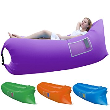 Inflatable Lounger with Bonus Accessories | Easy to Use Inflatable Hammock, Portable Air Chair | Premium Nylon Air Lounger for Camping, Picnics, Beach Parties, Outdoor Concerts, Festivals