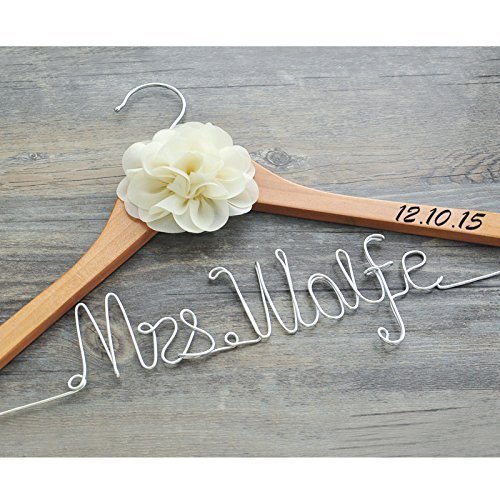 Personalized wedding hanger with date, custom bridal bride bridesmaid name hanger, custom wedding hanger, personalized wedding dress hanger