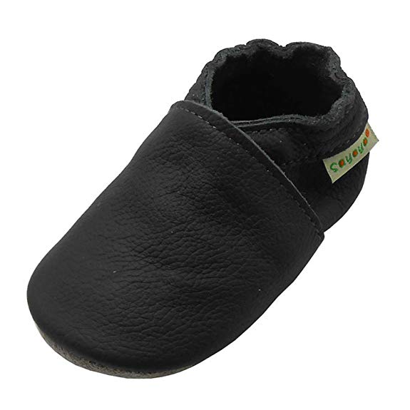 Sayoyo Baby Soft Sole Prewalkers Baby Toddler Shoes Leather Infant Shoes Dark Grey