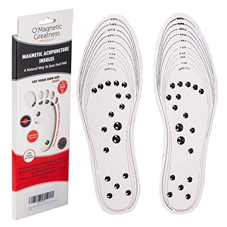 Mindinsoles Insoles for Women Men Reflexology Feet Acupressure Magnetic Massage Pain Relief Shoe Inserts (White)